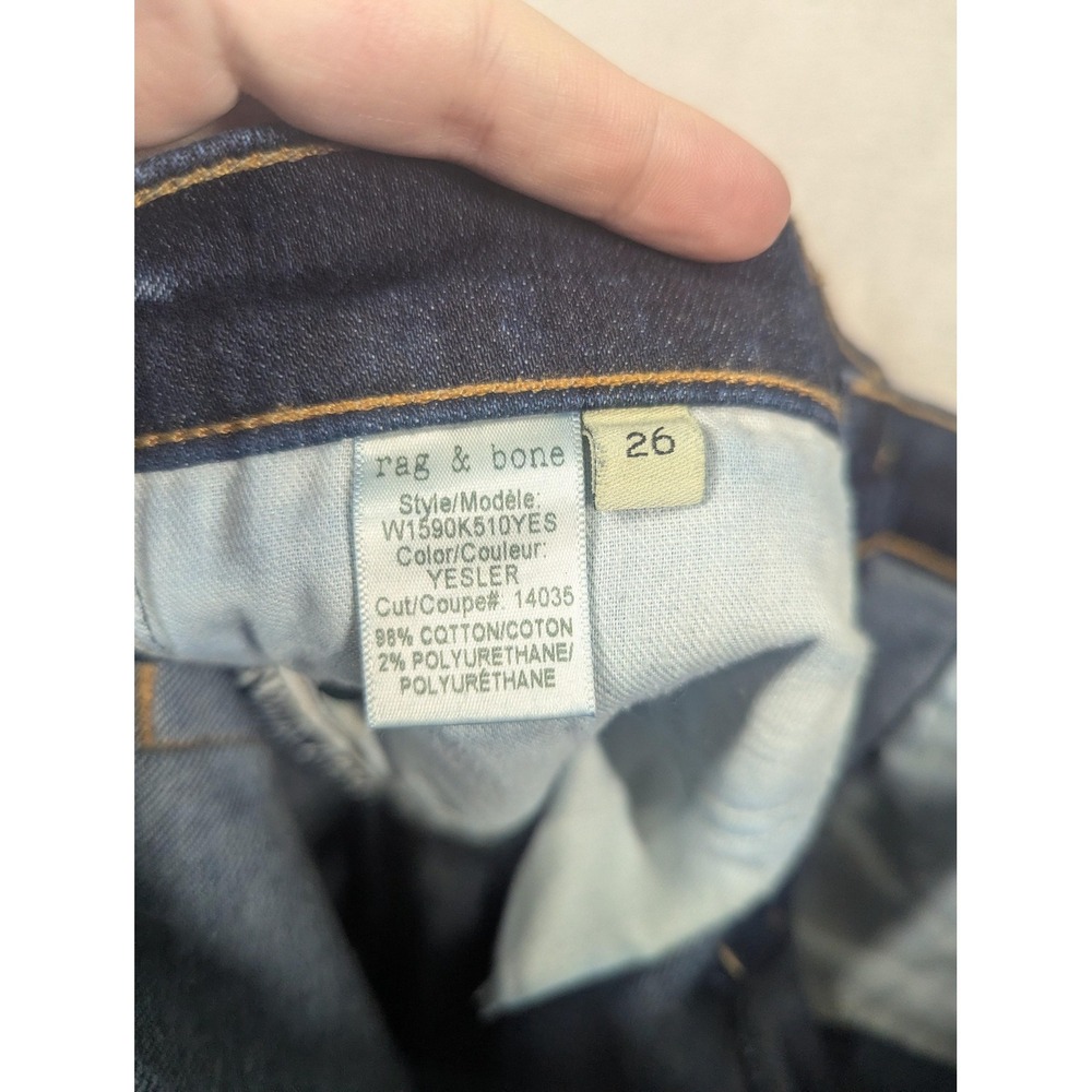 Rag & Bone Dre Jeans Womens 26 Blue Dark Wash Mid Rise Raw Hem USA Stretch - Picture 12 of 16